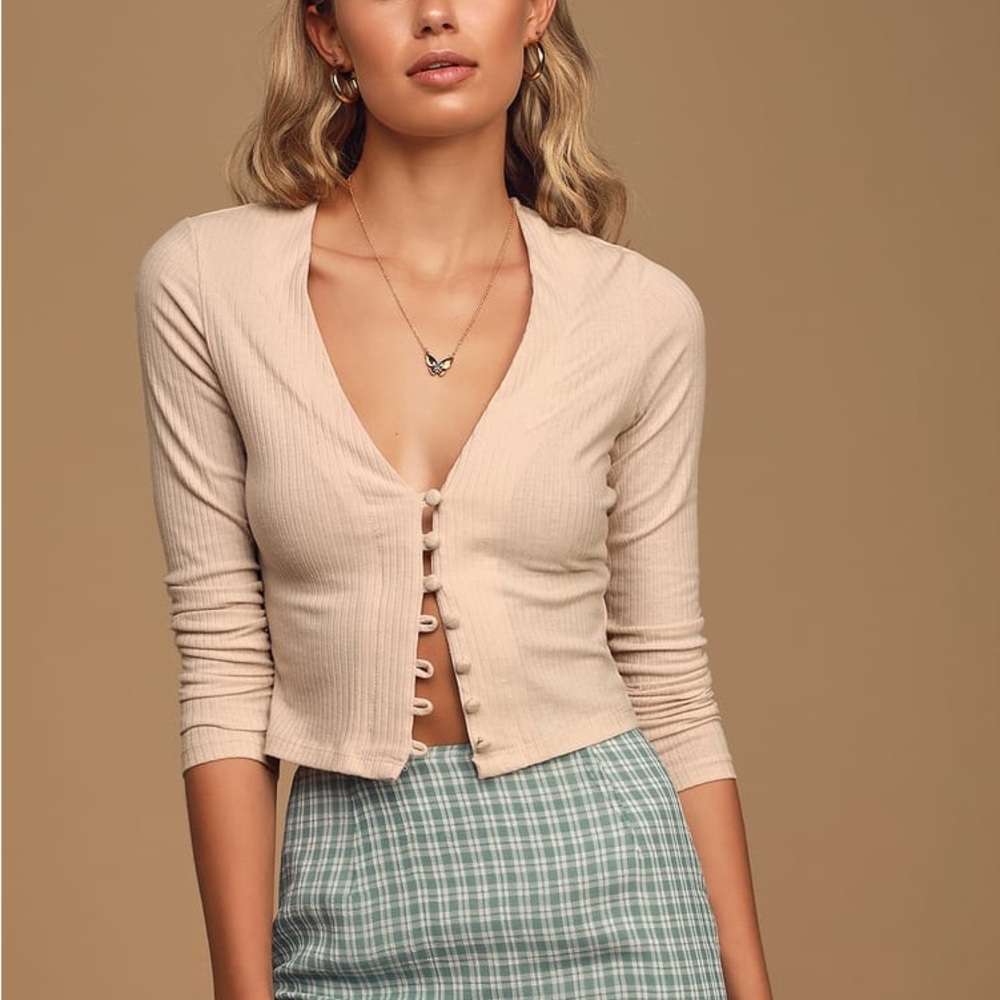 🪷 Lulus Wild Ride Light Blush Ribbed Long Sleeve Button-Up Top